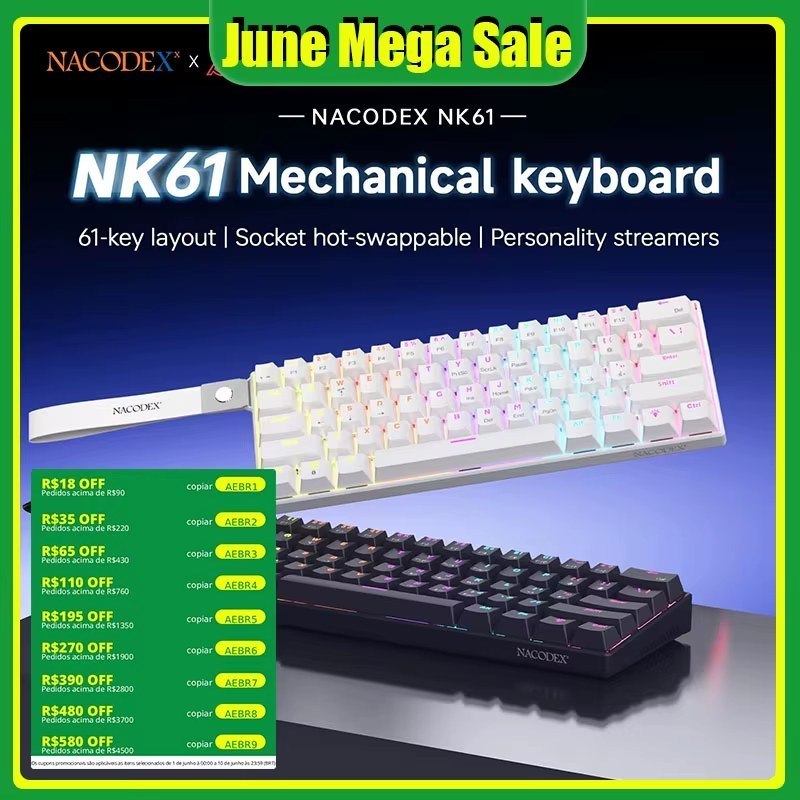 Teclado Mecanico Ajazz X Nacodex NK61, Switch Red