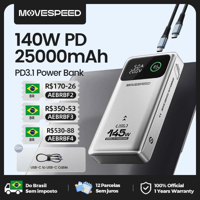 Powerbank Movespeed M25Pro 140W 25000mAh PD3.1