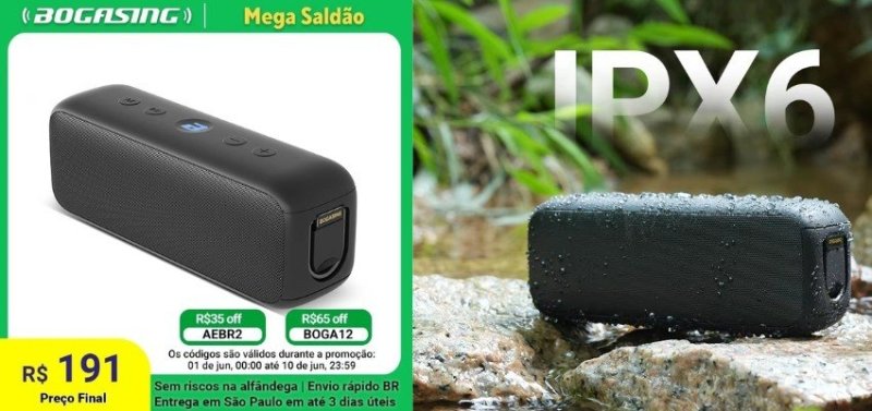 Caixa de som BOGASING G6 30W, IPX6 à prova d'água