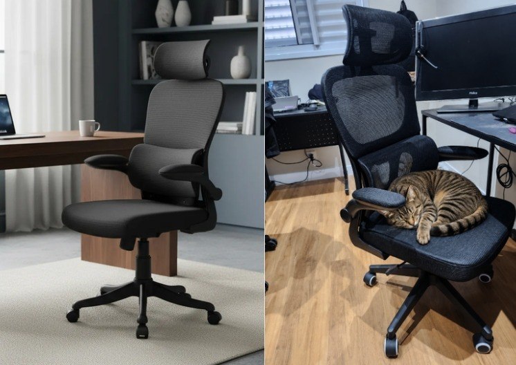 Cadeira Ergonômica Genebra B500 Luvinco Cor Preto Com Suporte Lombar Estofado Mesh