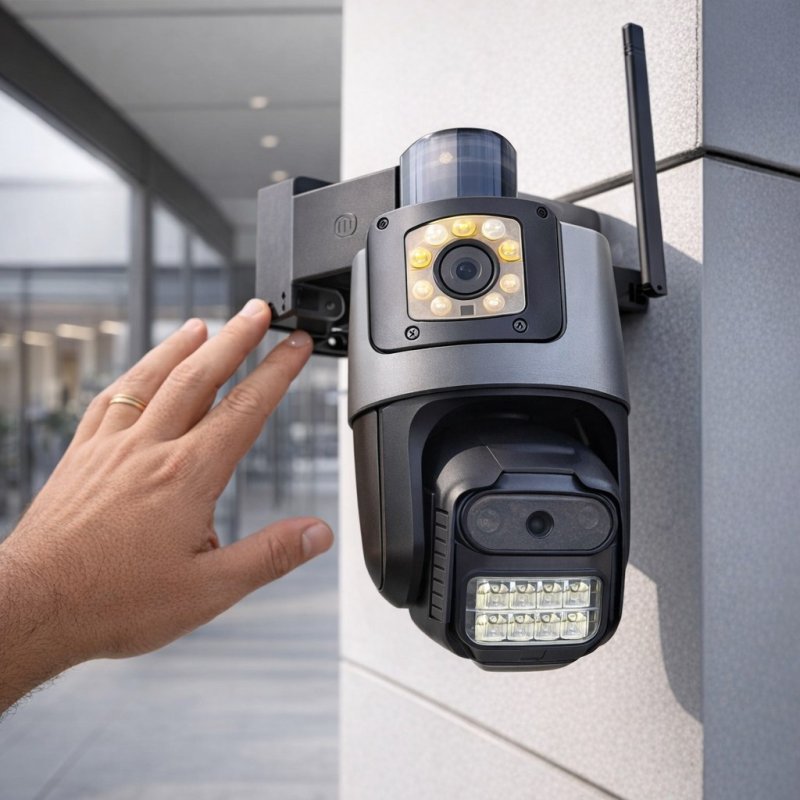 Câmera Segurança Wifi Ip Lente Dupla 2x 3mp Externa 360° A Prova Dágua Cor Cinza