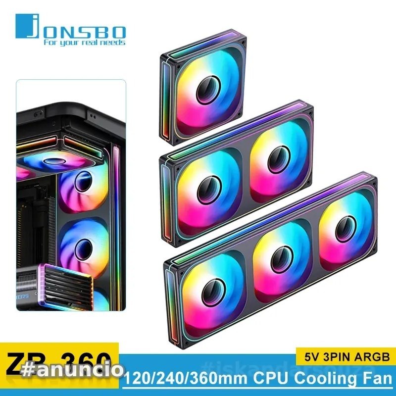 Kit Fan Magnética Jonsbo ZB-360BR 120mm 240mm 360mm aRGB 5v