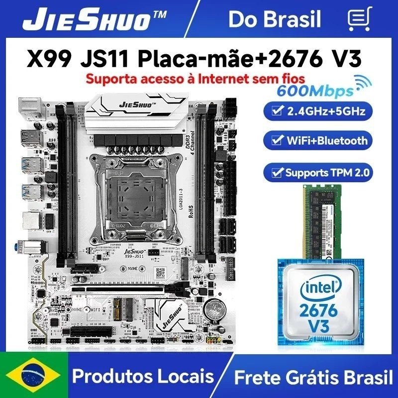 Kit X99 Jieshuo JS11 White Argb + Xeon 2676 V3 1x16GB DDR3