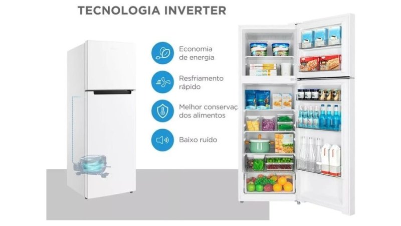 Geladeira Inverter Midea 410L RT554 Duplex Cycle Defrost Eficiente