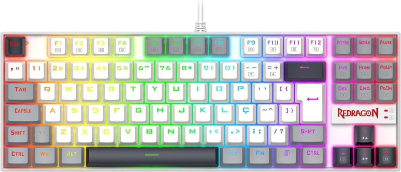 Teclado Mecânico Gamer Redragon Kumara RGB Branco (Switch Brown)
