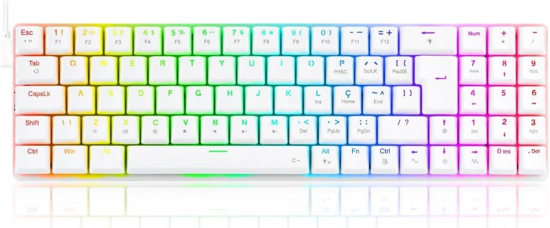 Teclado Mecânico Gamer Redragon Ashe RGB Branco