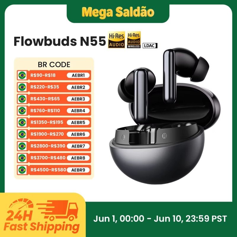 Fones de ouvido Bluetooth Haylou Flowbuds N55