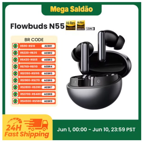 Fones de ouvido Bluetooth Haylou Flowbuds N55
