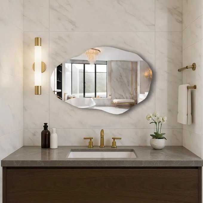 Espelho Orgânico Lapidado Design Moderno 70cm