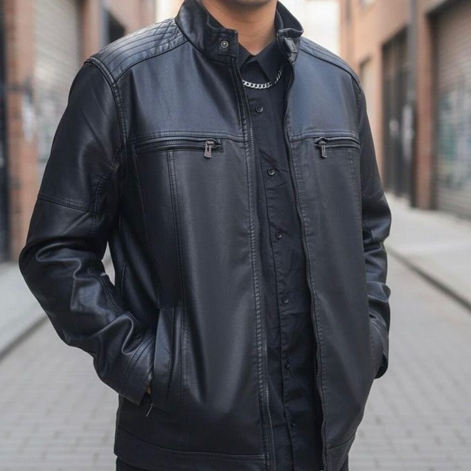 Jaqueta De Couro Masculino Slim Resistente