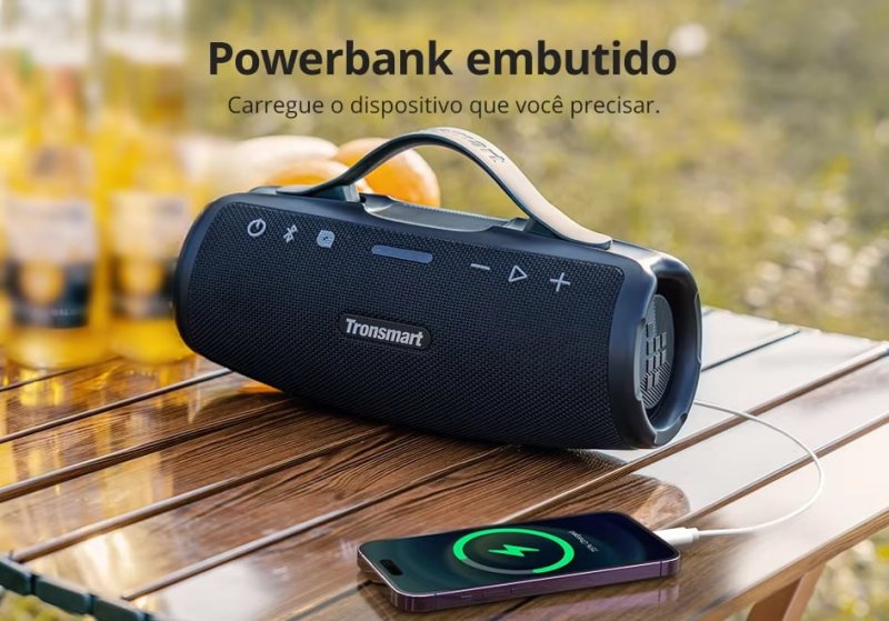 Tronsmart Mirtune S100, 50w, Equalização via APP, à prova d'água IPX7, Função Power Bank