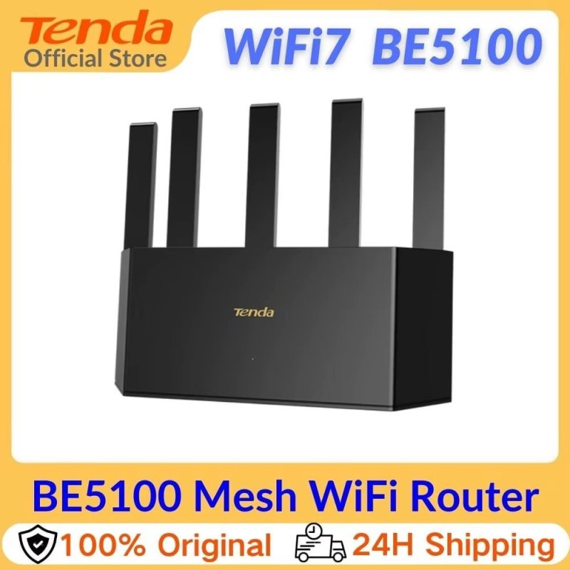 Roteador Tenda BE6L WiFi 7 BE5100 AX5011 Dual-Band 2.4GHz/5GHz Porta 2.5G Mesh