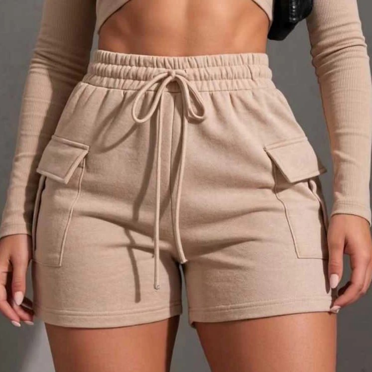 Short Cargo Moletom Cintura Alta para o Dia a Dia