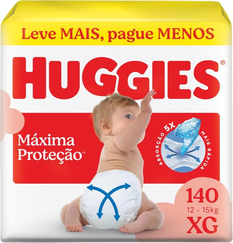 Huggies Supreme Care XG - 140 Unidades - Tecnologia Xtra-Flex - Canais em X