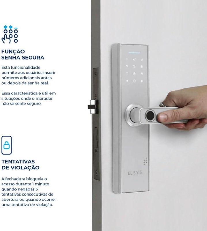 Elsys ESF-DE2000B - Fechadura Digital Biometria - Prata