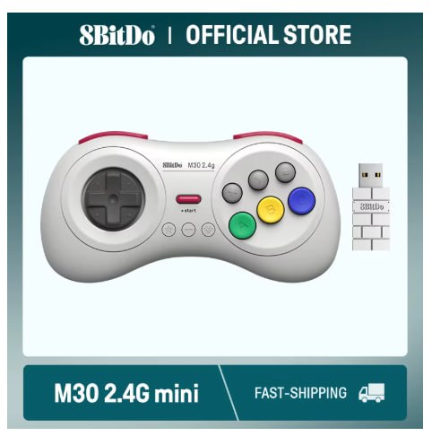 Controle 8BitDo M30 2.4G para Sega Genesis Mini e Mega Drive Mini