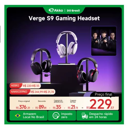 AKKO Verge S9 Ultra Wireless Headworn Gaming Headset Bluetooth 2.4G Quad-Mode