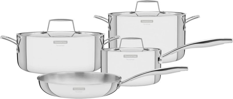 Tramontina Grano Conjunto de Panelas de Aço Inox Corpo Triplo com 4 Peças