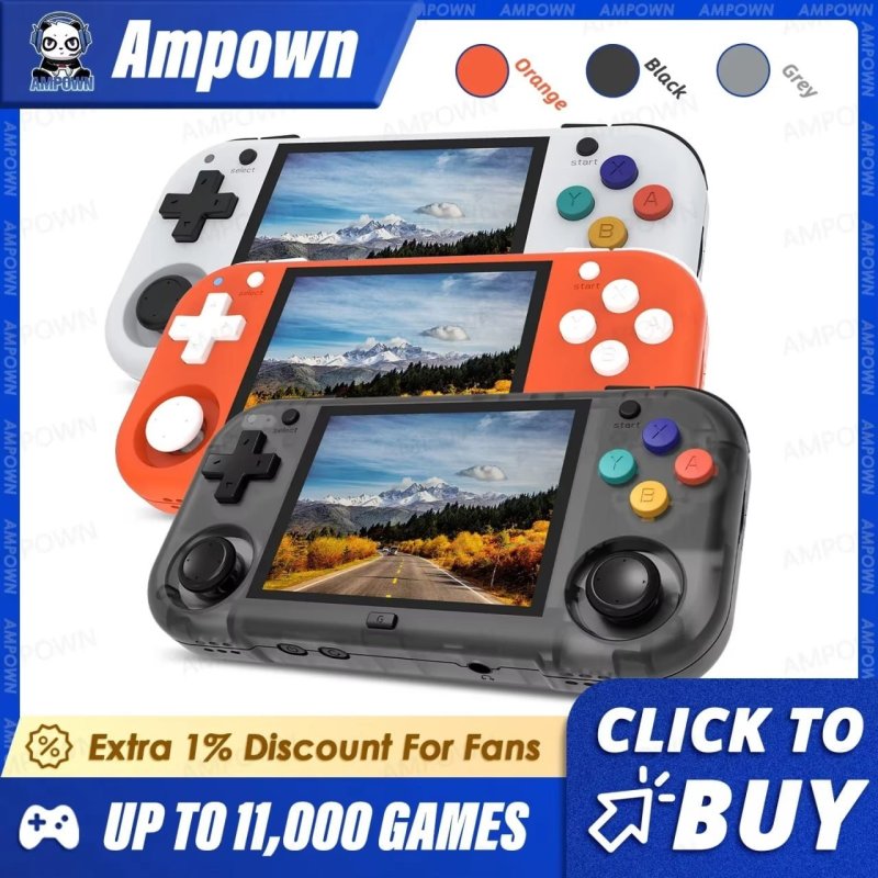 Console Portátil AMPOWN XU Mini M 2.8" IPS Linux RK3326 Retro Game Console com Joysticks Hall e Emuladores Multissistema