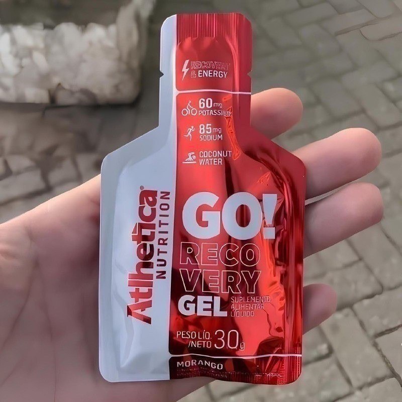 Pack com 10 Sachês Energy Now Gel Atlhetica Nutrition GO! 30g Morango