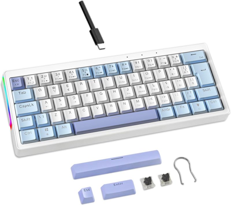 Mini Teclado Mecânico Formato 60% com Fio