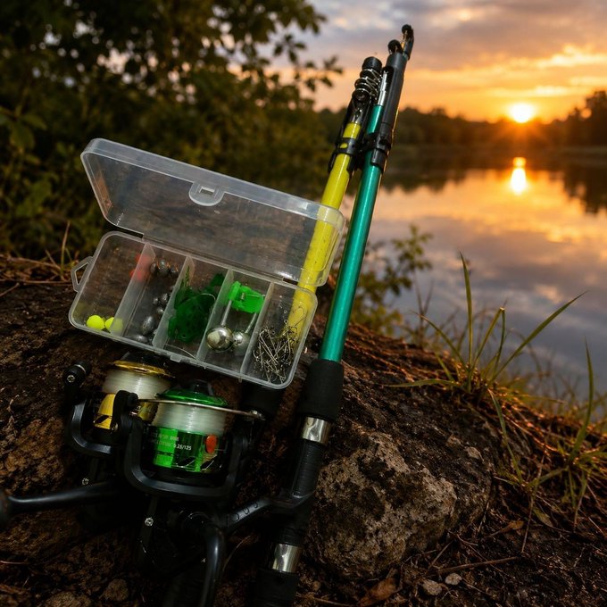 Kit com 2 Varas de Pesca com Molinete Ultra Light Completo