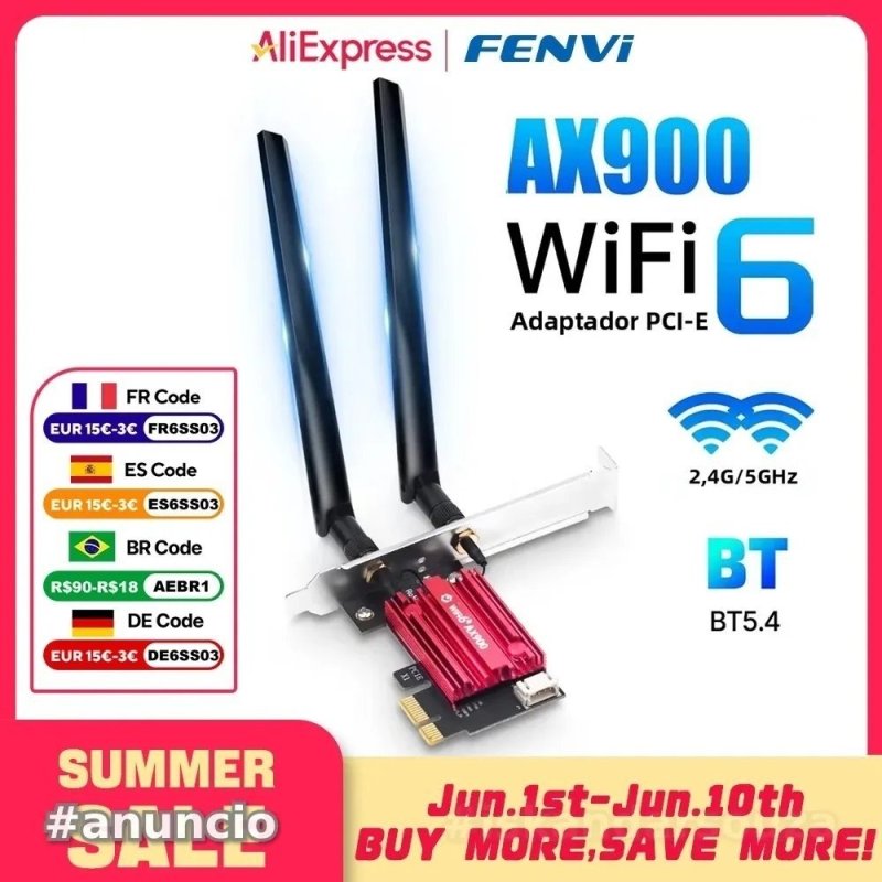 AX900 Wifi 6 Fenvi PCIE Express + Bluetooth 5.4 wifi6