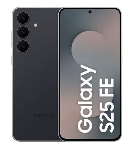 Smartphone Samsung Galaxy S25 FE, 128 GB, 5G, 8 GB de RAM, Preto Brilhante, Tela de 6,7", Câmera Tripla + Câmera Frontal de 12 MP