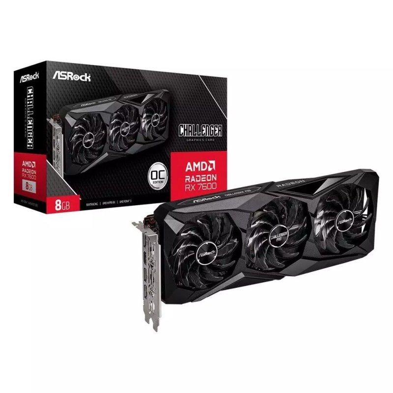Placa de Vídeo GPU Asrock AMD Radeon RX 7600 Challenger Pro Oc 8GB Gddr6 128 Bits