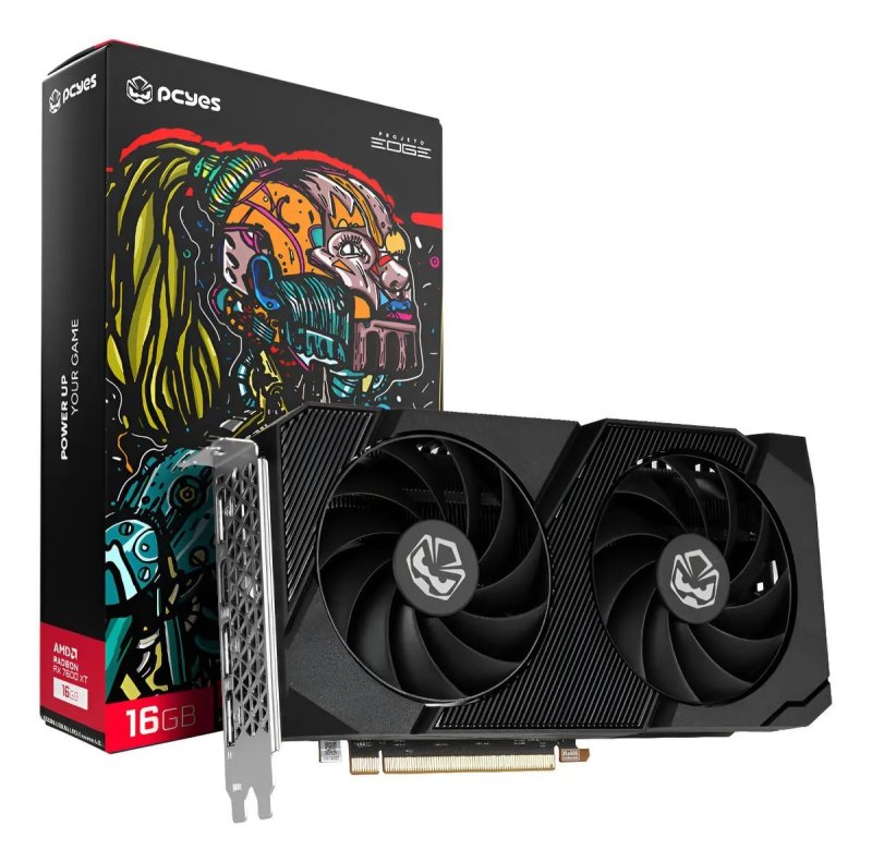 Placa de Vídeo Pcyes AMD Radeon RX 7600XT 16GB GDDR6 128 Bits Projeto Edge