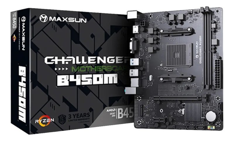 Placa Mãe Maxsun B450M Ms-Challenger AM4 DDR4 M-ATX AMD