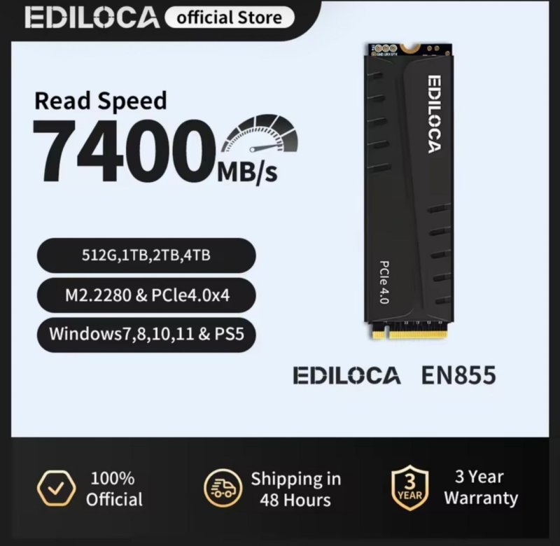 SSD NVME EDILOCA EN855 500GB GEN4 7400 MB/S + DRAM CACHE