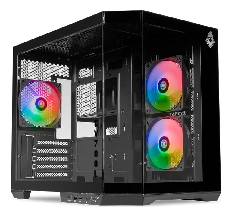 Gabinete Gamer Mancer Cv700l Mid Tower Lateral/vidro, 3 Fans