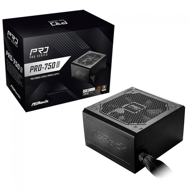 Fonte ASRock Pro 750W 80 Plus Bronze ATX 3.1 PCIe 5.1