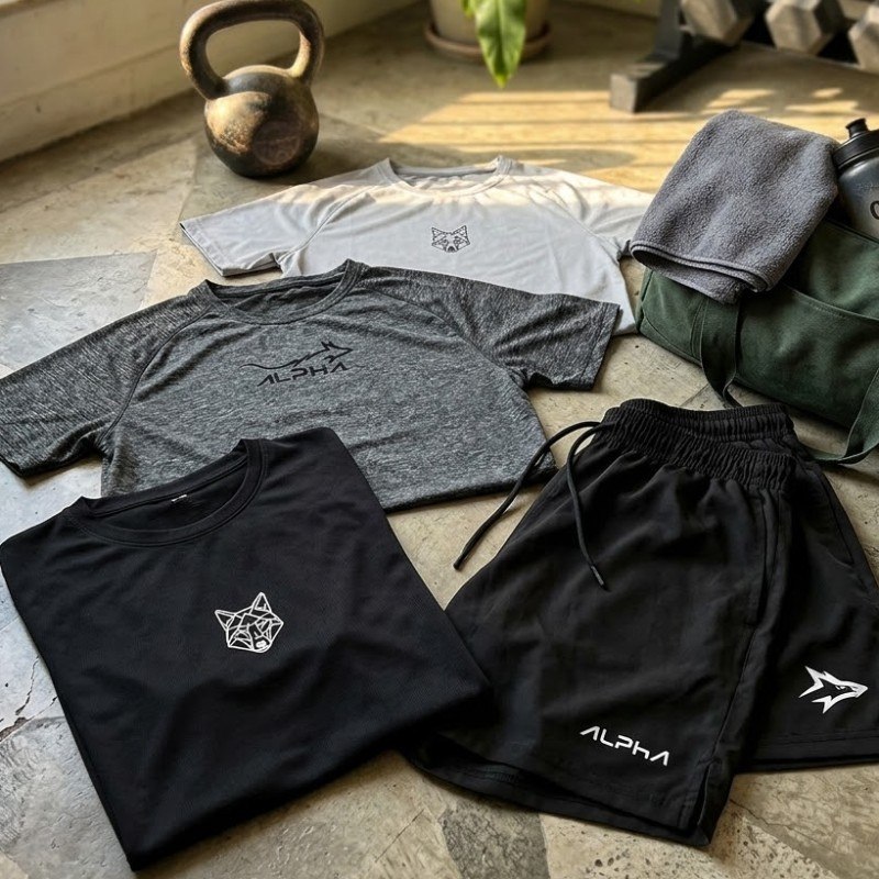 Kit 5 Peças 3 Camisetas E 2 Bermudas Dry Fit