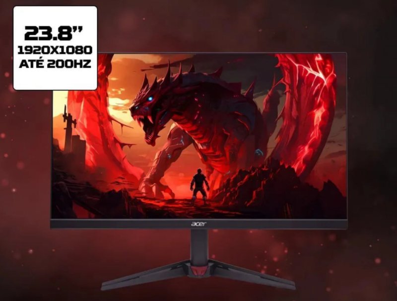 Monitor Gamer Acer Nitro 23,8" KG241Y Full Hd AMD VA 200Hz 2ms FreeSync Bivolt