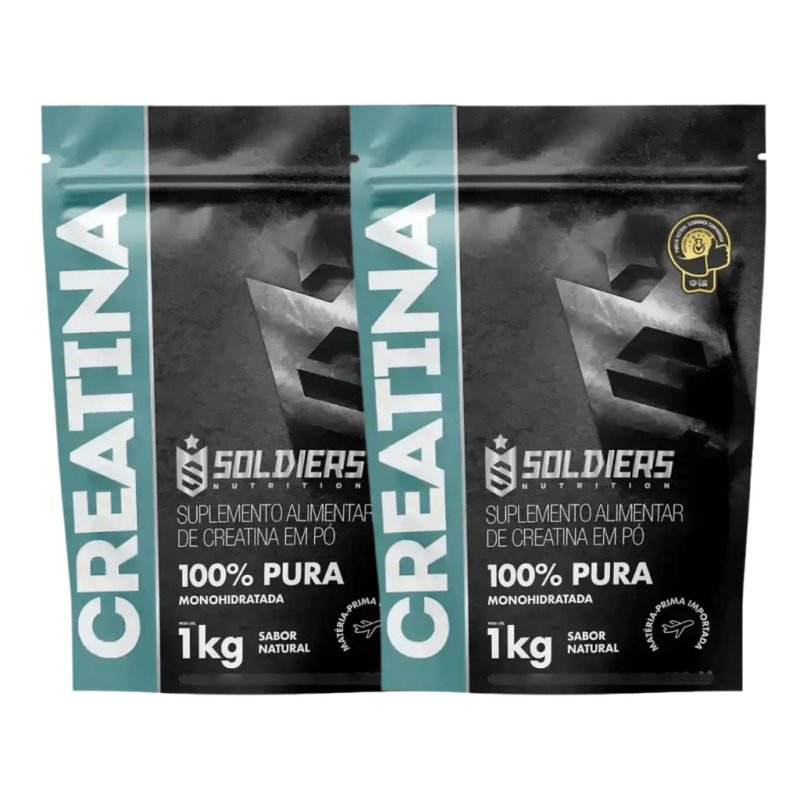 2 Unidades: 1Kg Creatina Suplemento Monohidratada em Pó - Soldiers Nutrition
