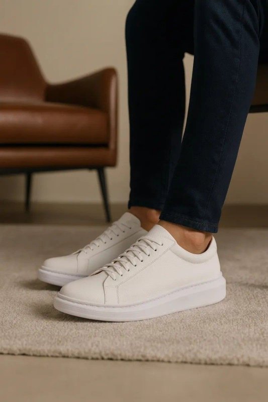 Sapatênis Casual Urbano Couro Legítimo Sola Alta Sneaker