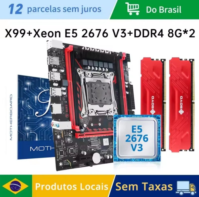 Kit x99 Mougol D3 + Xeon 2676v3 + 2x8GB DDR3