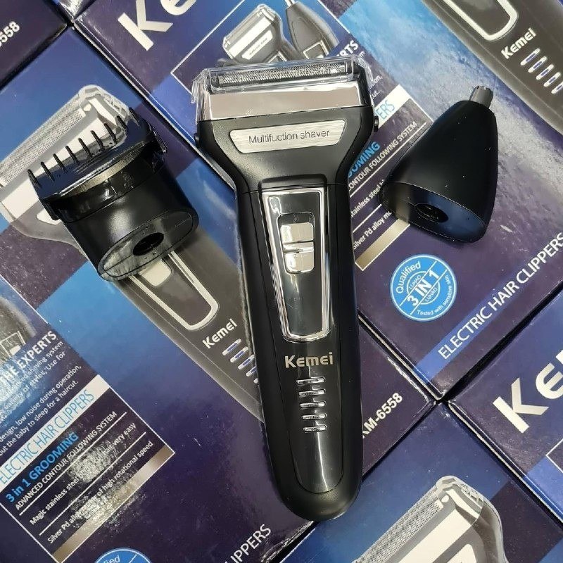 Barbeador e Cortador De Cabelo 3 Em 1 Kemei Km-6558