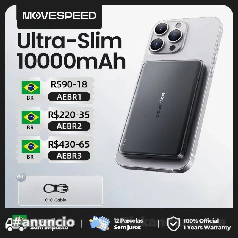 PowerBank Magnético MoveSpeed S10 10000mAh pd20w 20w