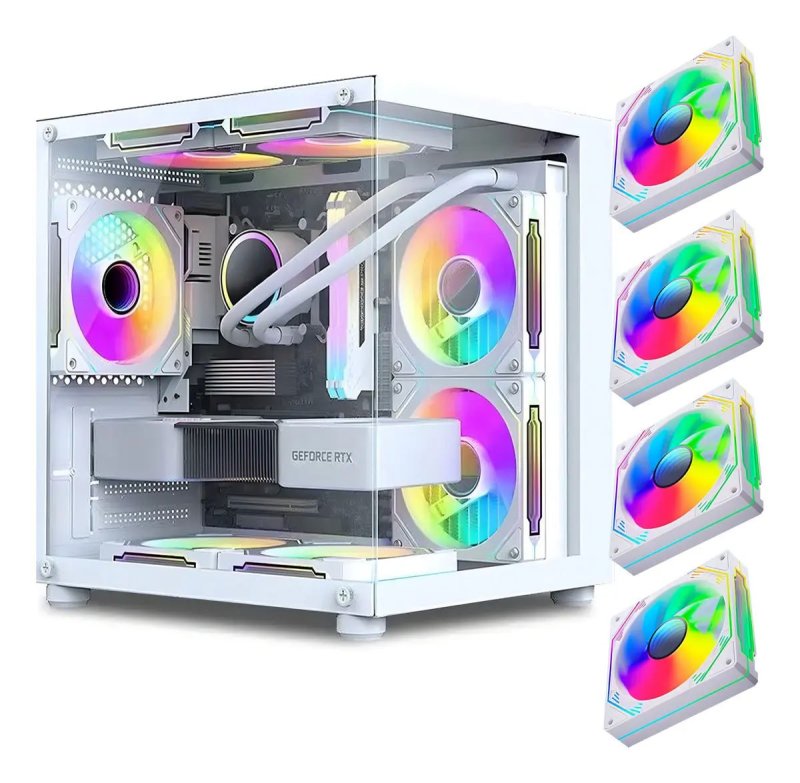 Gabinete Gamer Aquário Em Vidro Com 4 Fans Rgb