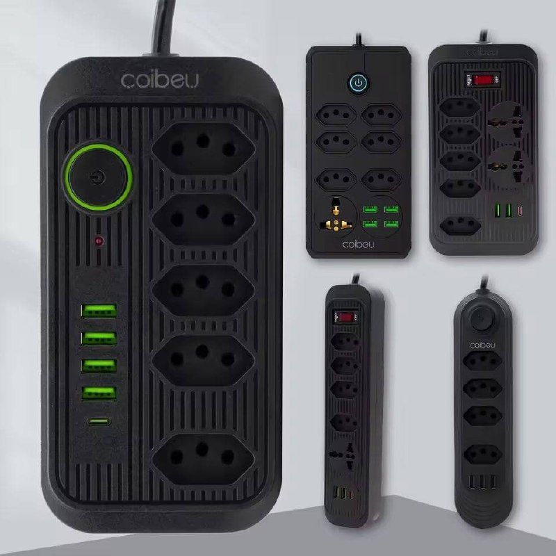 Extensão Coibeu WKC-541 com 10 Tomadas, 2m e 4 USB