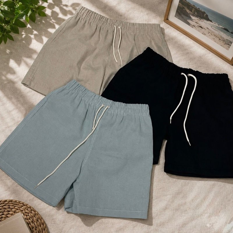 Kit 3 Shorts Linho Bermuda Masculina Estilo Urbano Cadarço