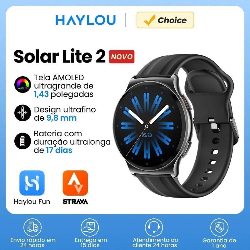 Smartwatch HAYLOU Solar Lite 2 Tela Amoled