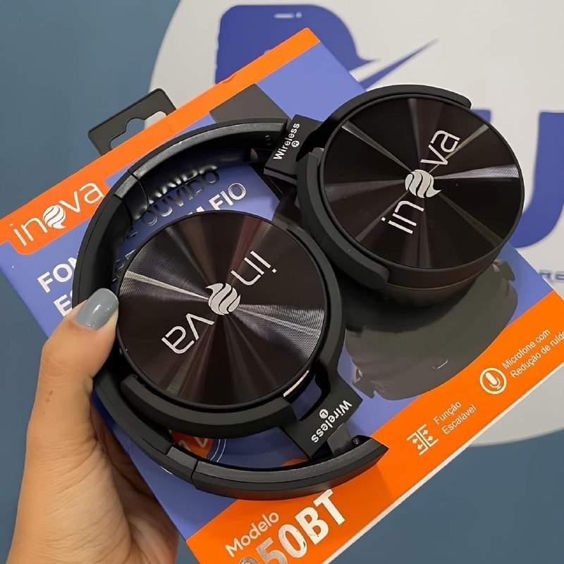 Fone Ouvido Bluetooth Regulável Com Microfone E Redução Ruído