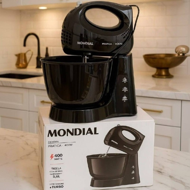 Batedeira Prática Mondial Preto 400W B-44-B