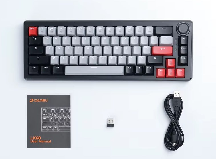 Teclado Mecânico Sem fio DAREU 2.4G/Wired com RGB