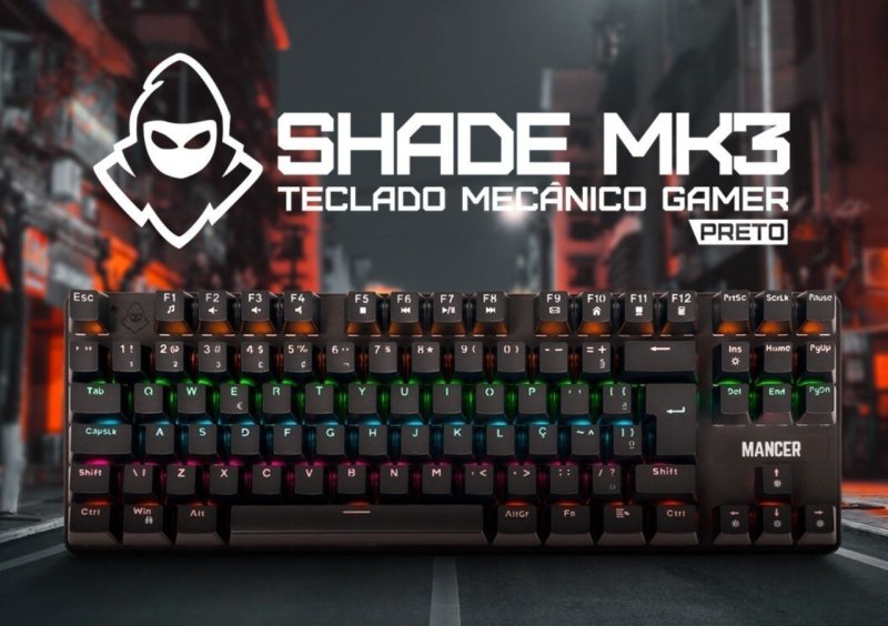 Teclado Mecânico Mancer Shade MK3, Rainbow, Switch Huano Vermelho