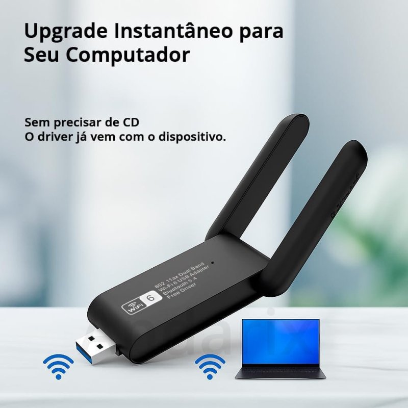 Adaptador WiFi USB Dual Band 5GHz 2.4GHz Até 1300Mbps Antena Wireless Para PC Notebook Compatível Com Windows Andarix